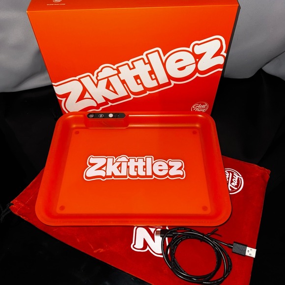 Glow Tray Other - Orange Zkittlez Glow Tray LED Rolling Tray Light up Rolling Tray 11x7